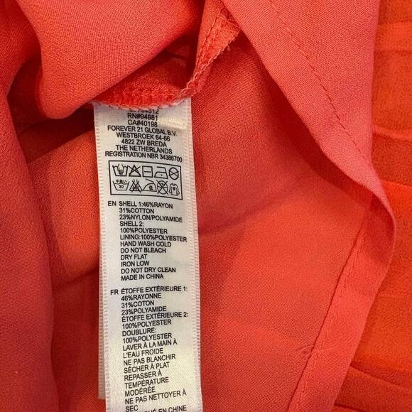 Woman's Forever 21 Floral Lace Drop Waist Pleated Dress Coral Size Small - Picture 3 of 5